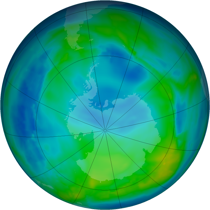 Antarctic ozone map for 16 May 2009